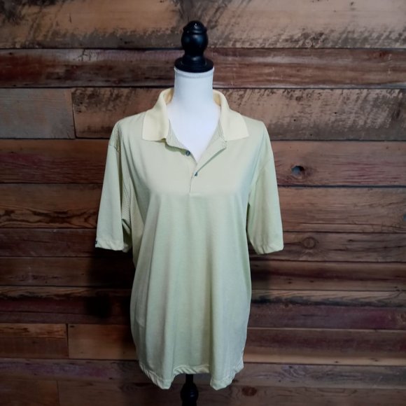 Bermuda Sands Mens size Large Golf Shirt Yellow black stripes short sleeve Polo - Picture 1 of 8